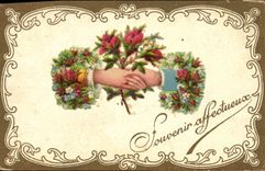 CPA Fantaisie Main Fleurs 