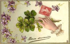 CPA Fantaisie Main Fleurs 