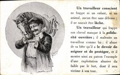 CPA Cheval Hippisme Equitation Un travailleur conscient 