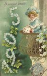 CPA Fantaisie Fleurs Annee 1905 Enfant 