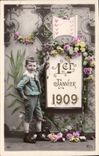 CPA Fantaisie Fleurs Annee 1909 Enfant 