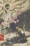CPA Fantaisie Fleurs Annee 1908 Enfant 