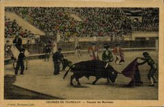 Postal Corrida Corrida de toros Pasos de abrigo (tarjeta toilee)