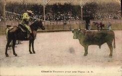 CPA Corrida Course de taureaux Citant le taureau pour une pique 