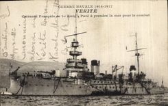 Vintage Postcard Warship Truth Armours French 1st Pare rank has to set sail for the combat