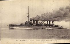 Vintage Postcard Warship Voltaire Cuirasse has turbines
