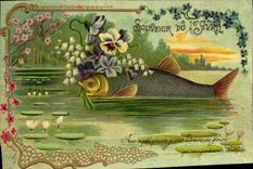 CPA Fantaisie Fleurs Poisson 1er Avril 