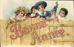 CPA Fantaisie Fleurs Enfants 