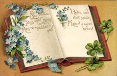 Vintage Postcard Fantaisie Flowers Delivers Clover