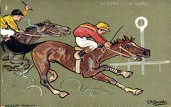 Vintage Postcard Horse Horsemanship Equestrian sports the races Beauvais Illustrator