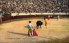 Postal Corrida Curso de toros Puesta de cansancio banderillas