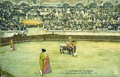 CPA Corrida Course de taureaux Une bonne pose de banderilles