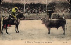 CPA Corrida Course de taureaux Citant la taureau pour une pique 