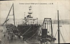 Vintage Postcard Warship Cruiser Armours Truth after launching