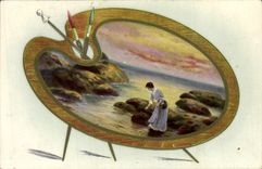 Vintage Postcard Fantasy Woman Painting