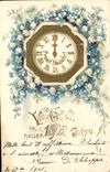 Vintage Postcard Fantasy Flowers Year 1902 Clock