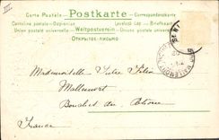 Vintage Postcard Fantasy Flowers Year 1902 Clock