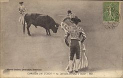 CPA Corrida Course de taureaux Matador entrando a matar 