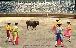 CPA Corrida Course de taureaux Toro y toreros Le taureau vient de sortir du toril 