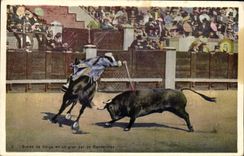 Postal Corrida Corrida de toros Simao de Veiga en un gran por banderillas