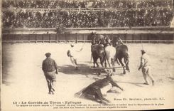 CPA Corrida Course de taureaux Epilogue El Arrastre 