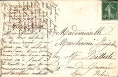 Vintage Postcard Fantasy Flowers Tram Doves Happy new year