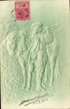 CPA Fantaisie Homme Cheval (en relief) 