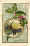 Vintage Postcard Fantaisie Christmas Windmill