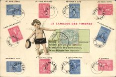 CPA Fantaisie Langage des timbre Semeuse 