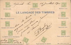 Vintage Postcard Swiss Fantasy Language of the stamps