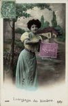 Vintage Postcard Fantasy Woman Sower 10c Language of the stamp