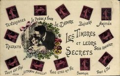 CPA Fantaisie Les timbres et leurs secrets Semeuse 