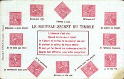 CPA Fantaisie Le nouveau secret du timbre Semeuse 