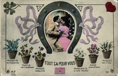 Vintage Postcard Fantasy Flowers All that for you