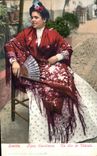 Vintage Postcard Fantasy Woman Range Sevilla Tipos Sveillanos a dia of Velada