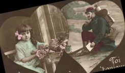 CPA Fantaisie Coeur Enfant Soldat Militaria