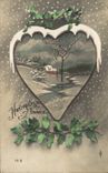 Vintage Postcard Happy Fantasy Heart Year