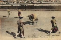 CPA Corrida Course de taureaux Preparation aux banderilles