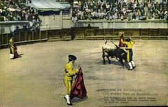 CPA Corrida Course de taureaux Une bonne pose de banderilles