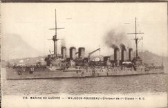 Vintage Postcard Warship Waldeck Rousseau Cruiser of 1st class