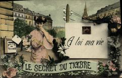 Vintage Postcard Fantasy the language of the stamp Sower Woman