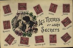 Vintage Postcard Fantasy the language of the stamps and their secrecies Sower