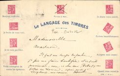 Vintage Postcard Fantasy the language of the Moucon stamps