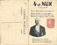 Vintage Postcard 4 and Hun Theodore Botrel Poincare Nicholas II George V Albert Guillame Lion Eagle Russia Russia