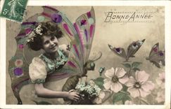 Vintage Postcard Fantasy Woman Butterfly Range