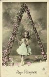 Vintage Postcard Fantasy Child Letters Letter A