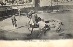 CPA Corrida Course de Taureaux Chute du picador