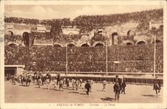 Postal Corrida Curso de Toros Arenas de Nimes Corrida el Paseo