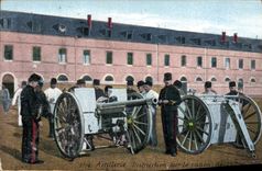 CPA Militaria Artillerie Instruction sur le canon de 75 