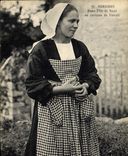 Vintage Postcard Folklore Morbihan Young girl of Baud in costume of work